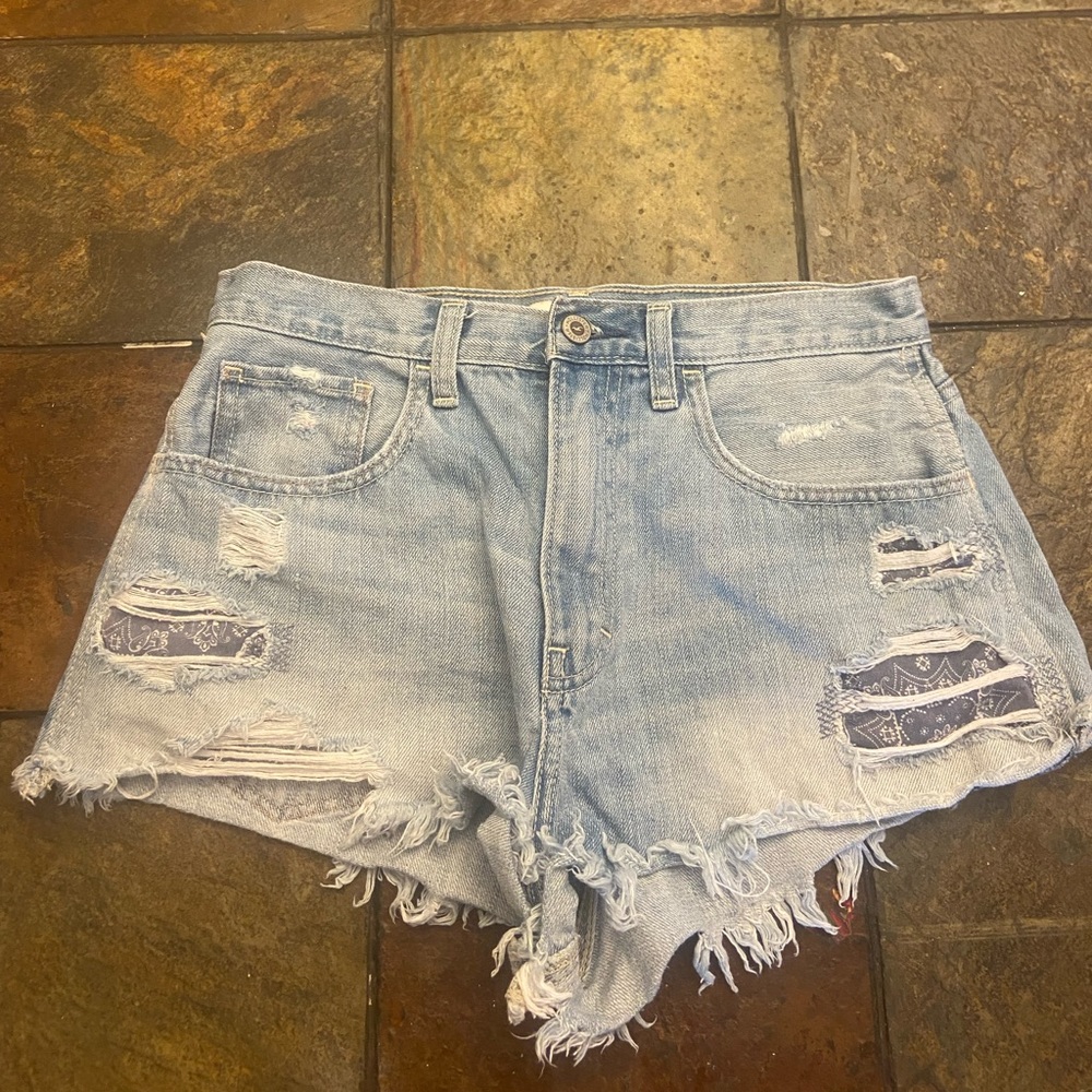 Ripped jean shorts